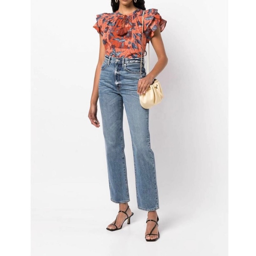 Ulla Johnson Jules Top in Carmine Floral Print with Tassels Size 4